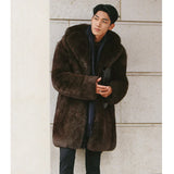 Men's fur coats mimic fox long trench coats