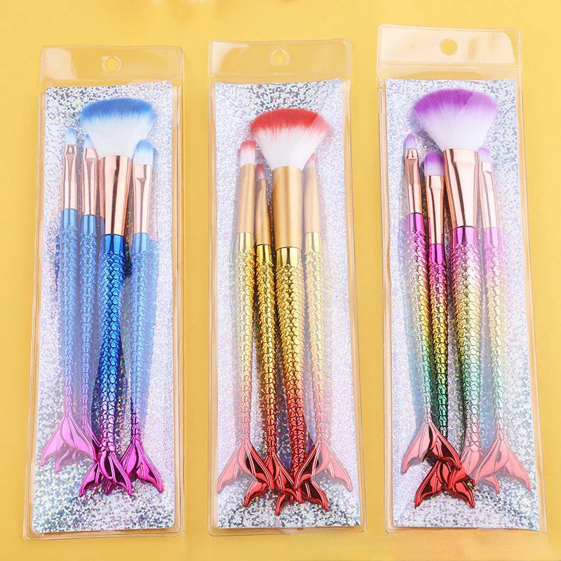 Mermaid Makeup Brushes Set Cosmetic Powder Eye Shadow