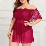 Mesh Hollow Plus Size Sexy Smock Dress For