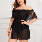 Mesh Hollow Plus Size Sexy Smock Dress For