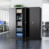 Metal Storage Cabinet, 72" Black Locking Storage Cabinets
