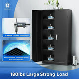 Metal Storage Cabinet, 72" Black Locking Storage Cabinets