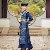 Middle Litteraged Childrens Spring Costume Brocade Satin Surface