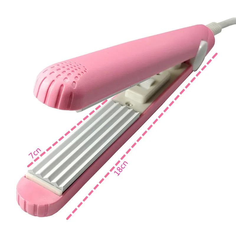 Mini Hair Curls Straightening Iron Portable Ceramic Corrugate