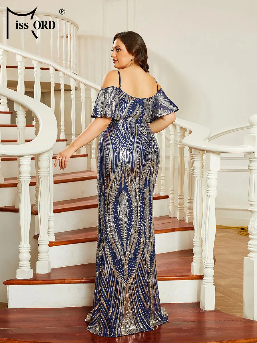 Missord Blue Plus Size Wedding Party Dress Women