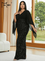 Missord Women Black Plus Size Evening Dress Elegant