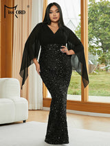 Missord Women Black Plus Size Evening Dress Elegant