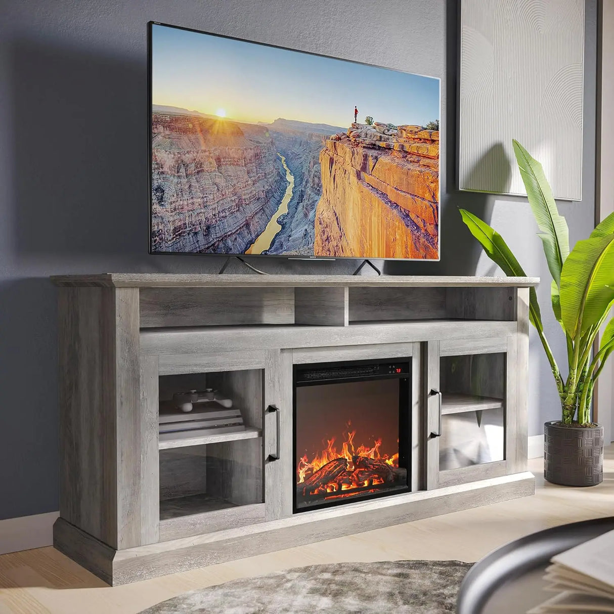 Modern 60 Inch Traditional TV Stand with 18