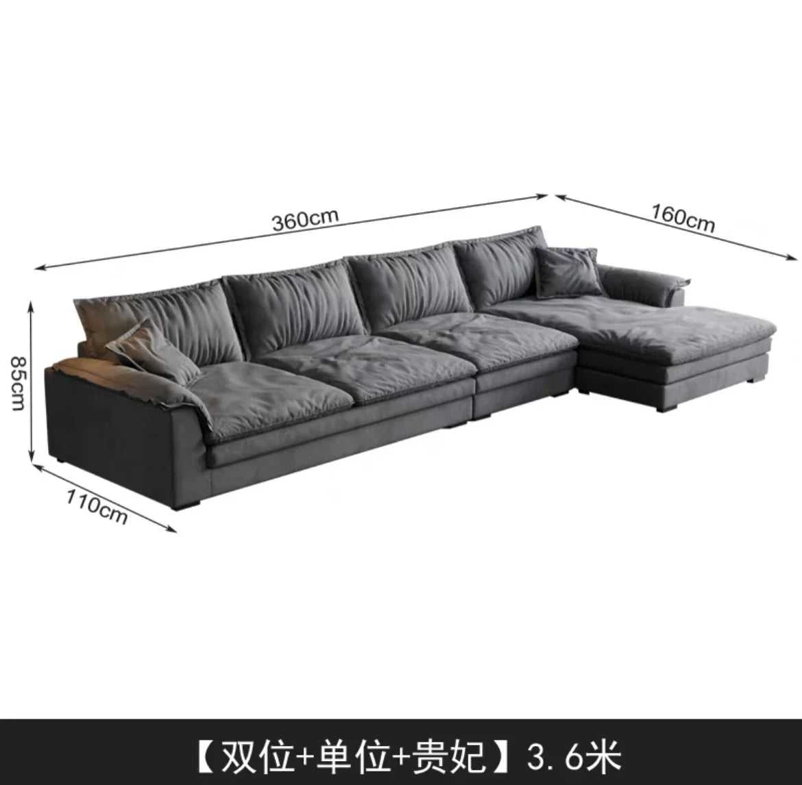 Modern Corner Puffs Sofa Lazy Living Room Lounge