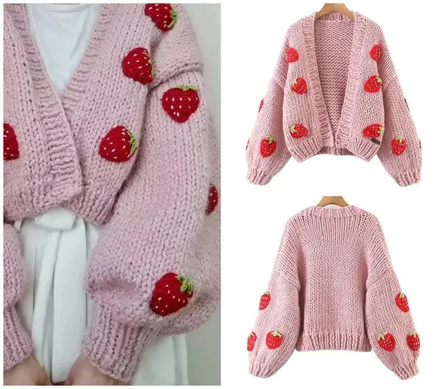 MosiMolly Cardigan Women Sweater Handmade Flower Sweater Cardigan