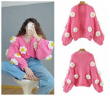MosiMolly Cardigan Women Sweater Handmade Flower Sweater Cardigan