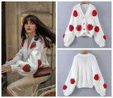 MosiMolly Cardigan Women Sweater Handmade Flower Sweater Cardigan