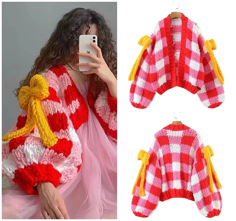 MosiMolly Cardigan Women Sweater Handmade Flower Sweater Cardigan