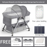 Movable crib foldable height adjustment stitching big bed