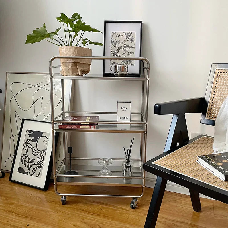 Multi-layer Metal Shelf Ins Modern Style Floor Removable