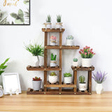 Multi-tiered Plant Stand 6 Tiers Pine wood Succulent