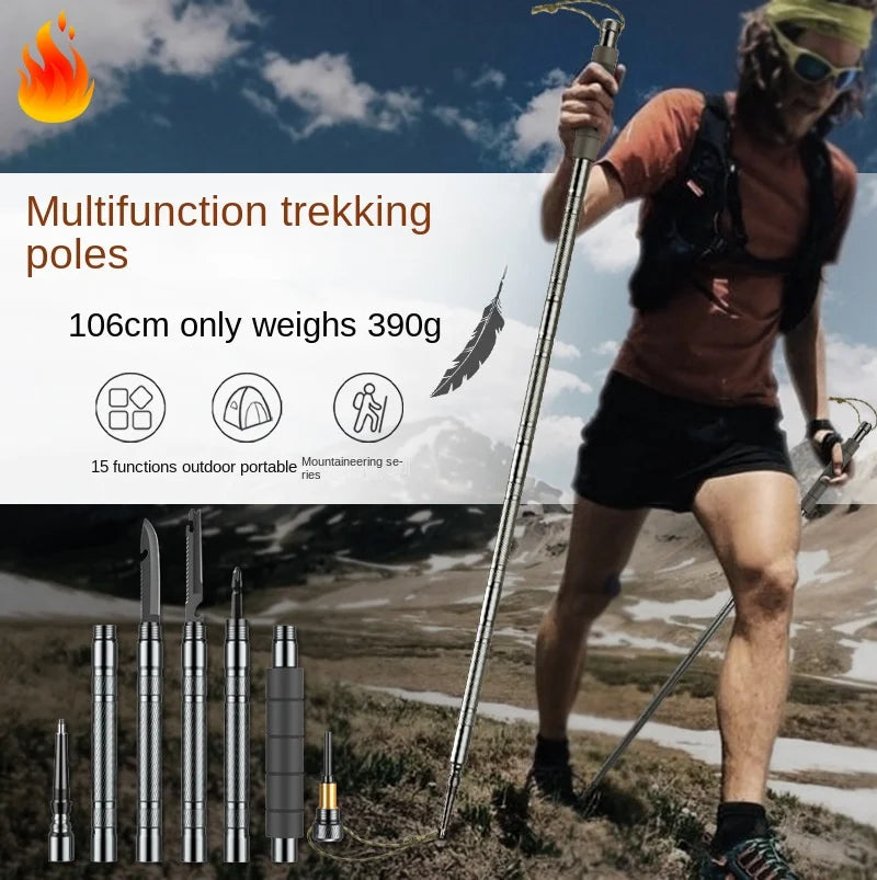 Multifunction Trekking Poles Mountaineering Collapsible Outdoor Supplies Equipment