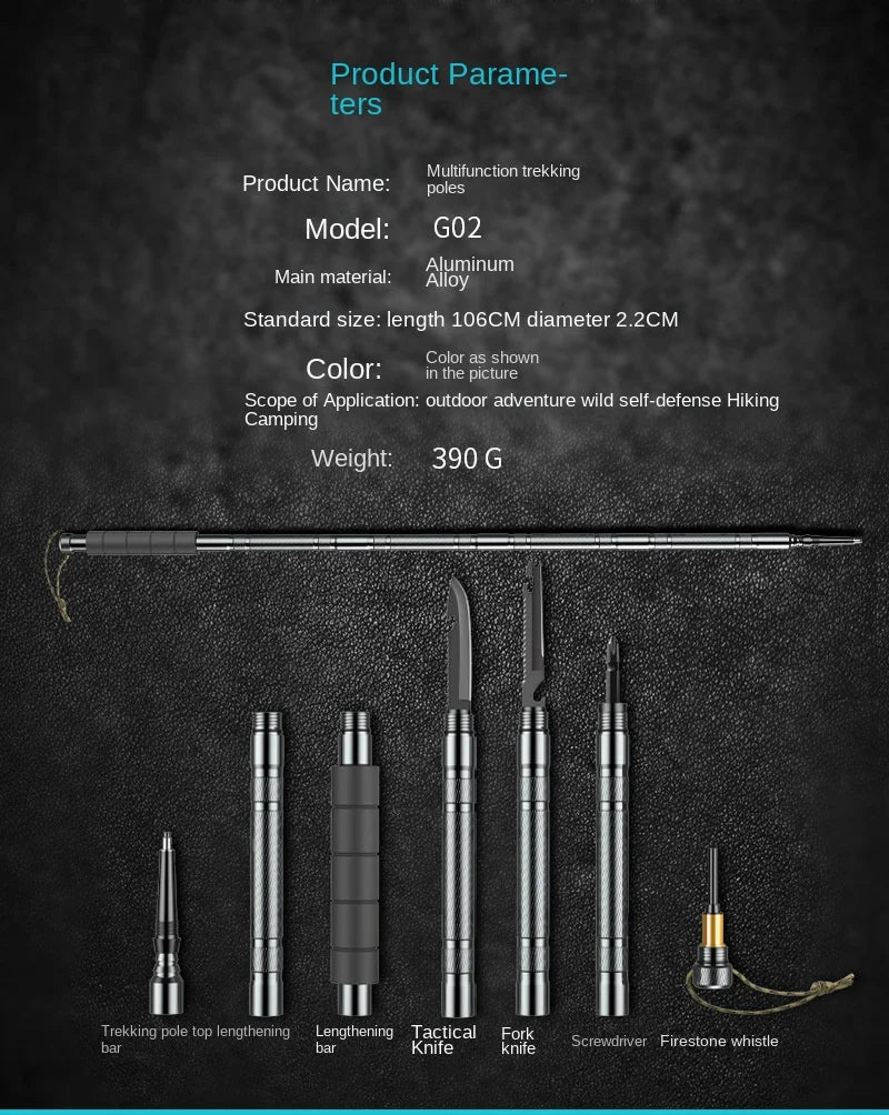 Multifunction Trekking Poles Mountaineering Collapsible Outdoor Supplies Equipment