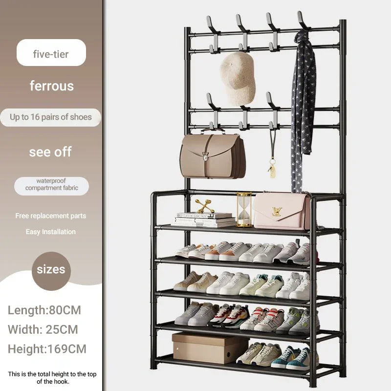 Multifunctional shoe floor stand simple integrated storage rack