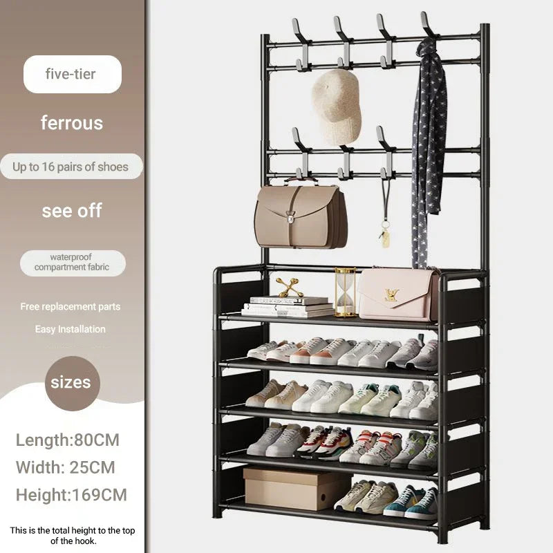 Multifunctional shoe floor stand simple integrated storage rack