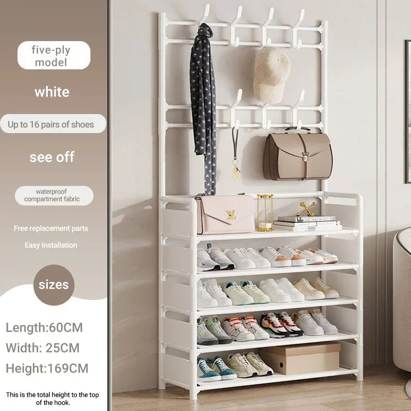 Multifunctional shoe floor stand simple integrated storage rack
