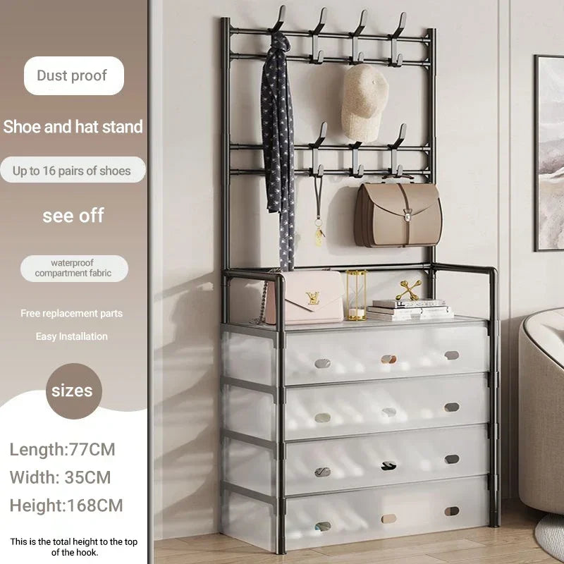 Multifunctional shoe floor stand simple integrated storage rack