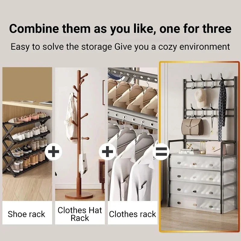 Multifunctional shoe floor stand simple integrated storage rack