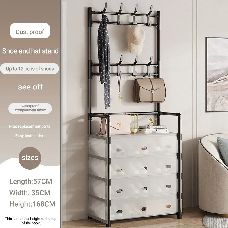 Multifunctional shoe floor stand simple integrated storage rack
