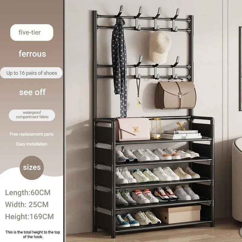 Multifunctional shoe floor stand simple integrated storage rack