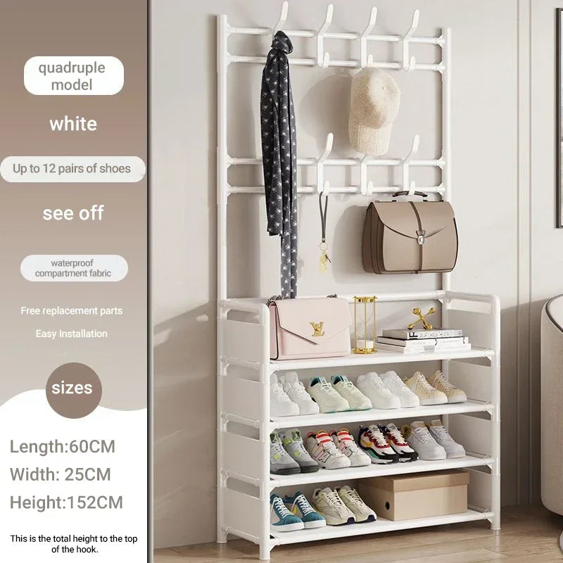 Multifunctional shoe floor stand simple integrated storage rack