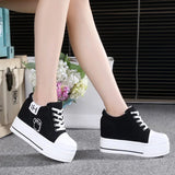 NEW Classic Hidden Heels Platform Sneakers Women's Breathable Wedge Canvas Shoes Woman Casual Ladies Boots Autumn Zapatos Mujer