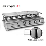 NG/LPG BBQ Grill 6 Infrared Burners Smokeless Stainless