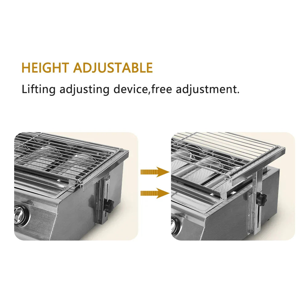 NG/LPG BBQ Grill 6 Infrared Burners Smokeless Stainless
