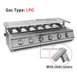 NG/LPG BBQ Grill 6 Infrared Burners Smokeless Stainless