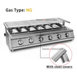 NG/LPG BBQ Grill 6 Infrared Burners Smokeless Stainless