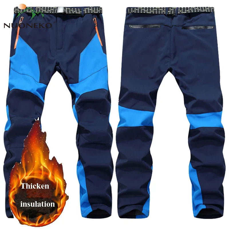 NUONEKO Men Winter Fleece Trekking Pants Outdoor Nature