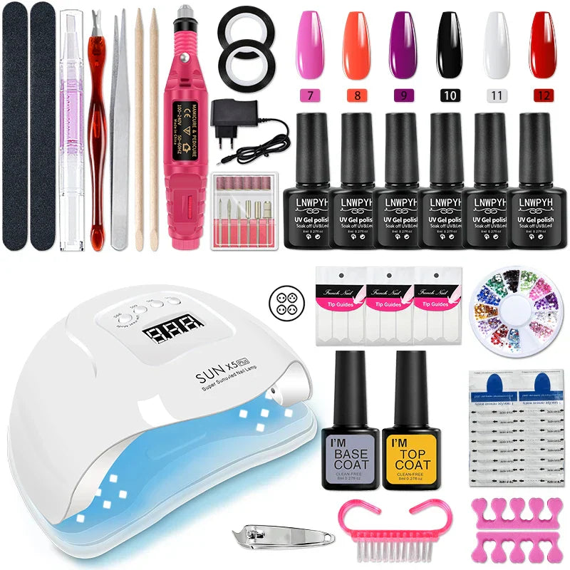 Nail Set Acrylic Manicure Kit UV Lamp Dryer