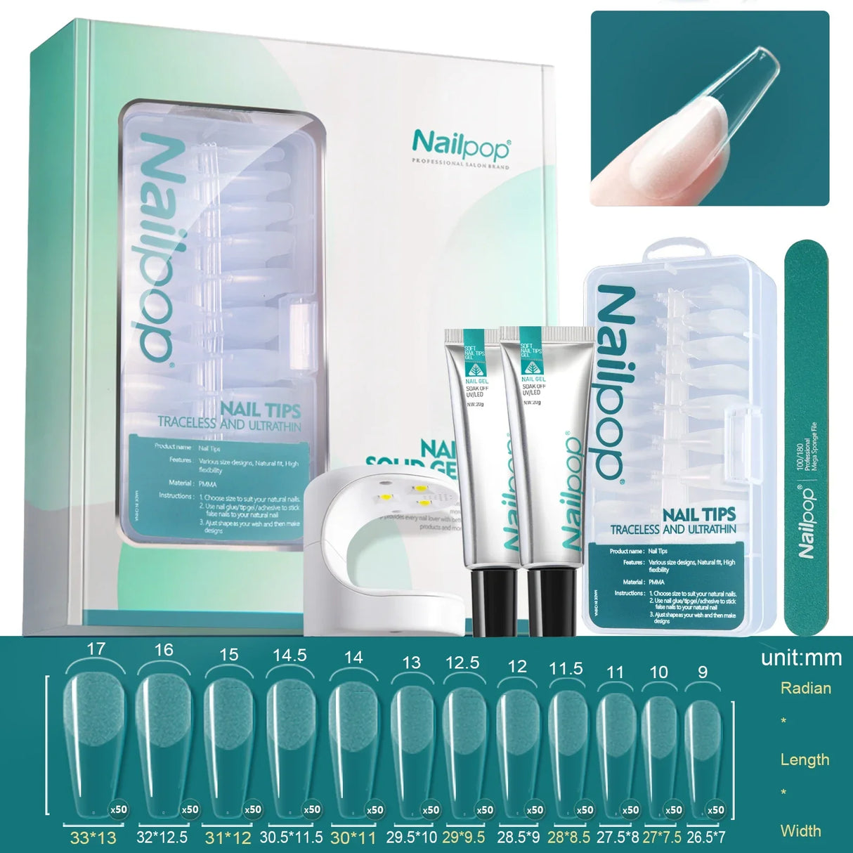 Nailpop Nail Tips and Glue Gel Nail Kit