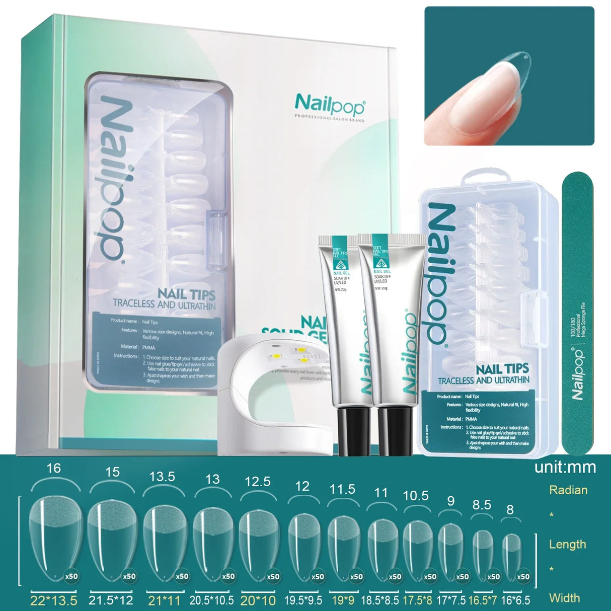 Nailpop Nail Tips and Glue Gel Nail Kit