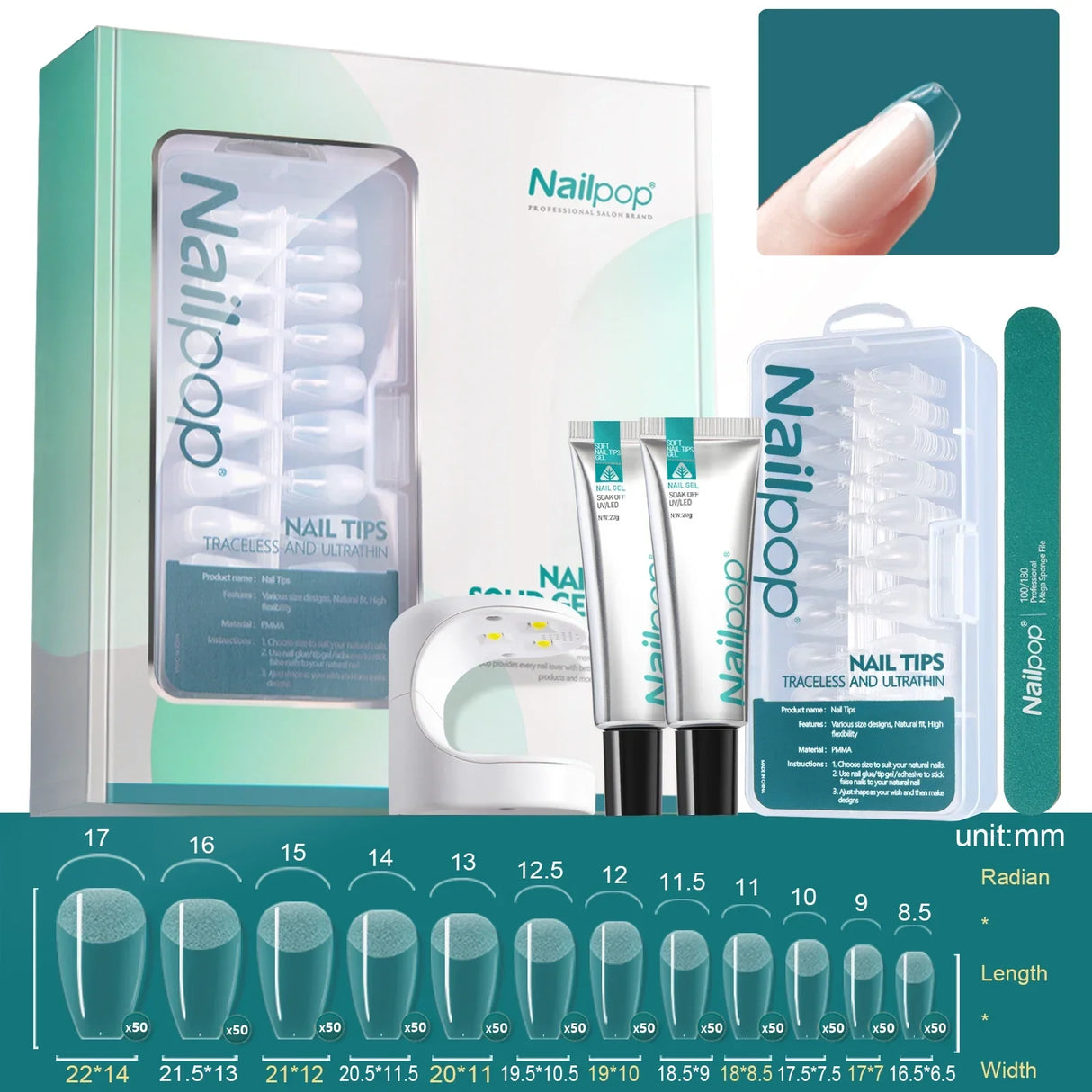 Nailpop Nail Tips and Glue Gel Nail Kit