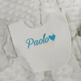 Name Personalised Baby bib 100% cotton White Newborn