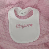 Name Personalised Baby bib 100% cotton White Newborn