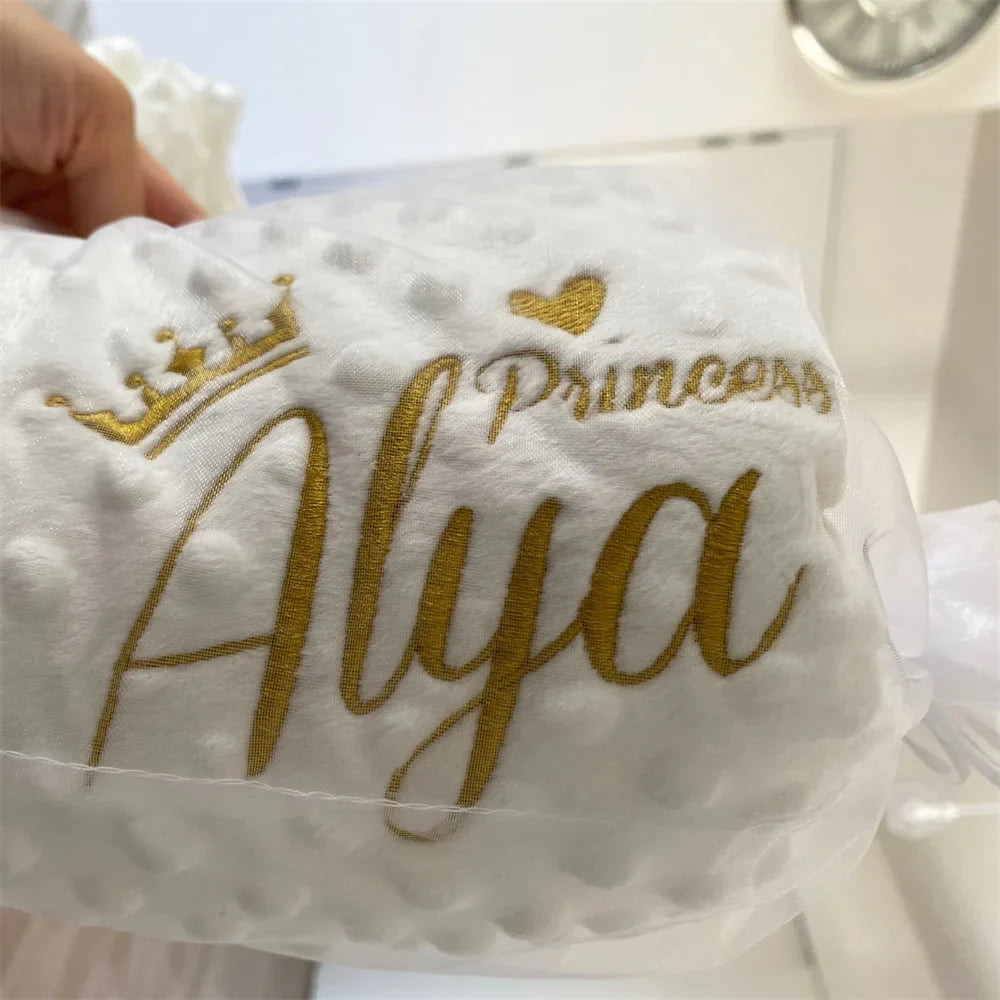 Name Personalised Bubbled Fleece Baby Blanket DIY Custom