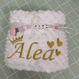 Name Personalised Bubbled Fleece Baby Blanket DIY Custom