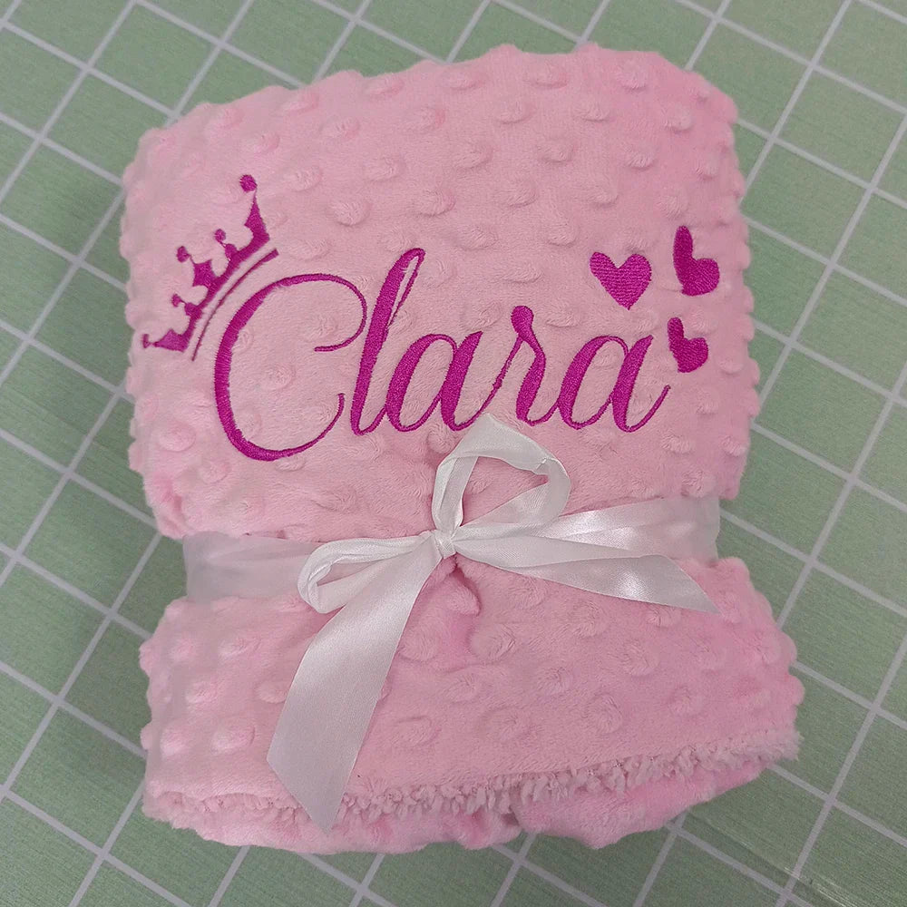 Name Personalised Bubbled Fleece Baby Blanket DIY Custom
