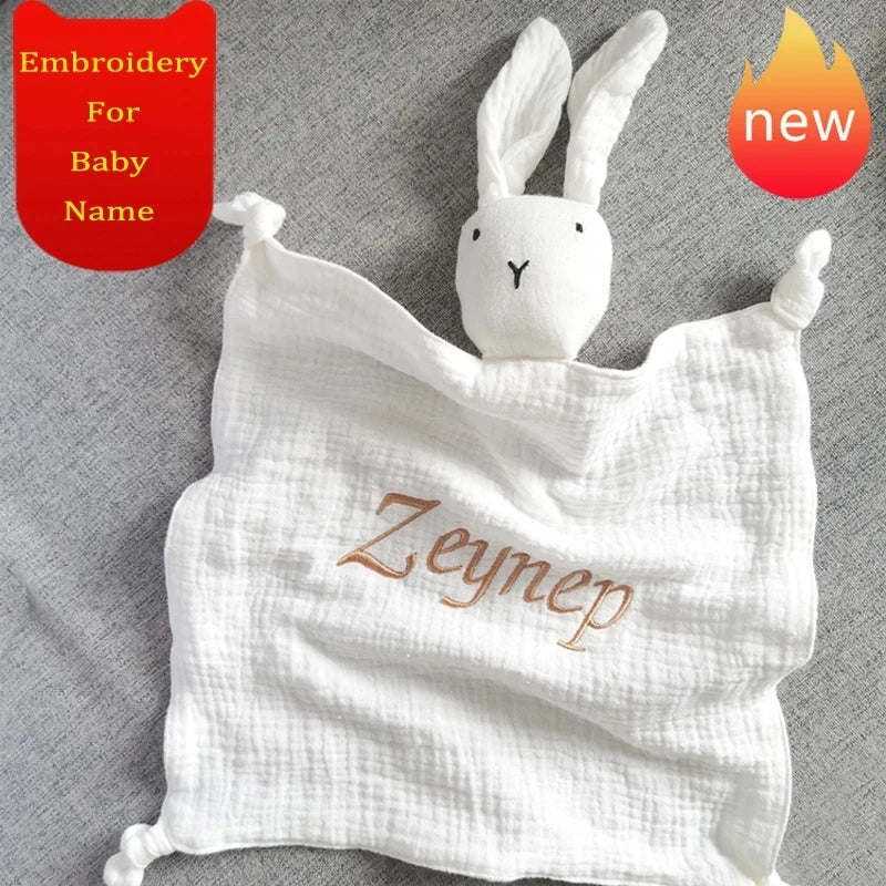 Name Personalized Muslin Cotton Soother Towel Bib Baby