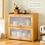 Natural Bamboo Storage Cabinets Desktop Dustproof Kitchen Cabinets