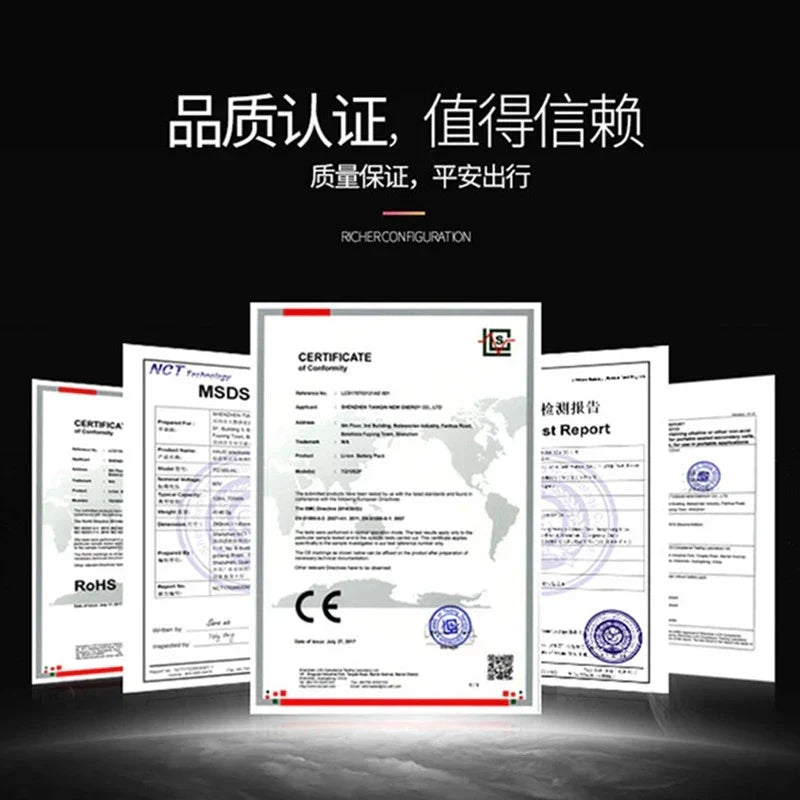 New 48V 100000mAh 1000w 13S3P XT60 48V Lithium