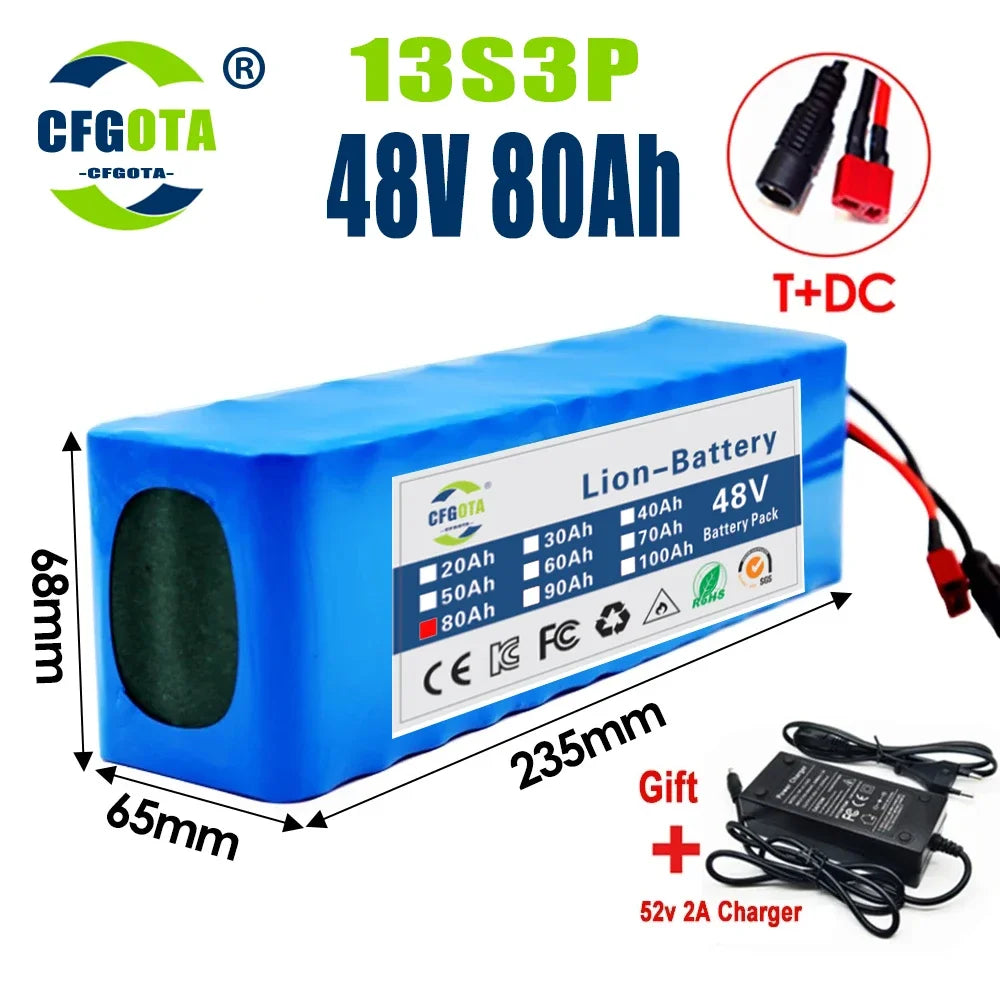 New 48V 100Ah 20000W 13S3P DC/T Lithium ion