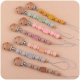 New Baby Pacifier Clip Chain Silicone Beads Rainbow